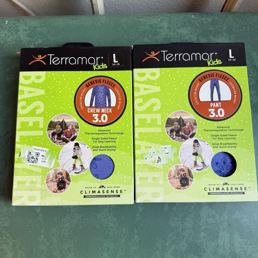 Terramar Kids Genesis Fleece 3.0 Base Layer Set Top & Bottoms L 14-16 NWT